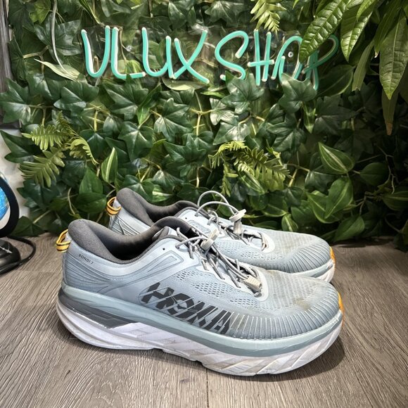 Hoka One One Bondi 7 Blue Fog Athletic Running Sneakers Mens Shoes Size 12.5